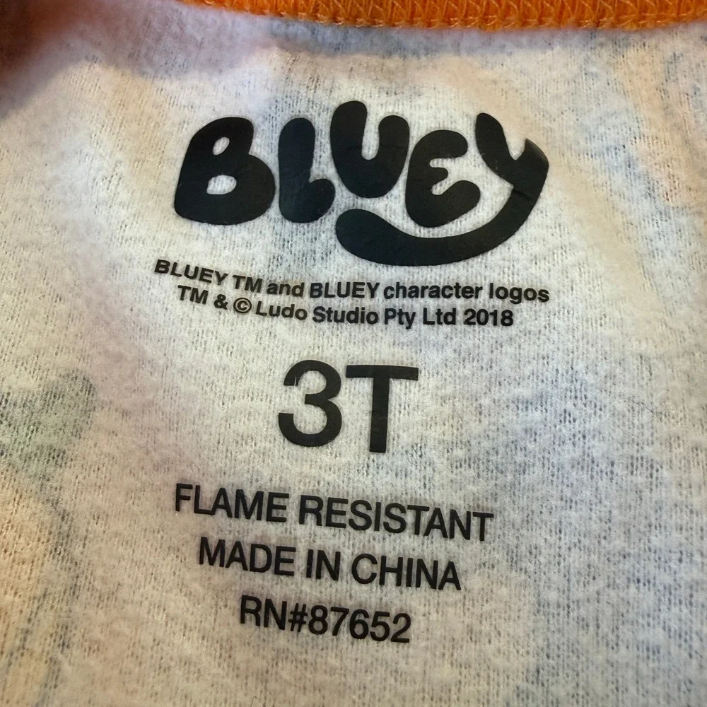 Bluey Pajamas Halloween Fleece Pumpkin Bat Print Cream Orange Kids 3T 2 Pc Set